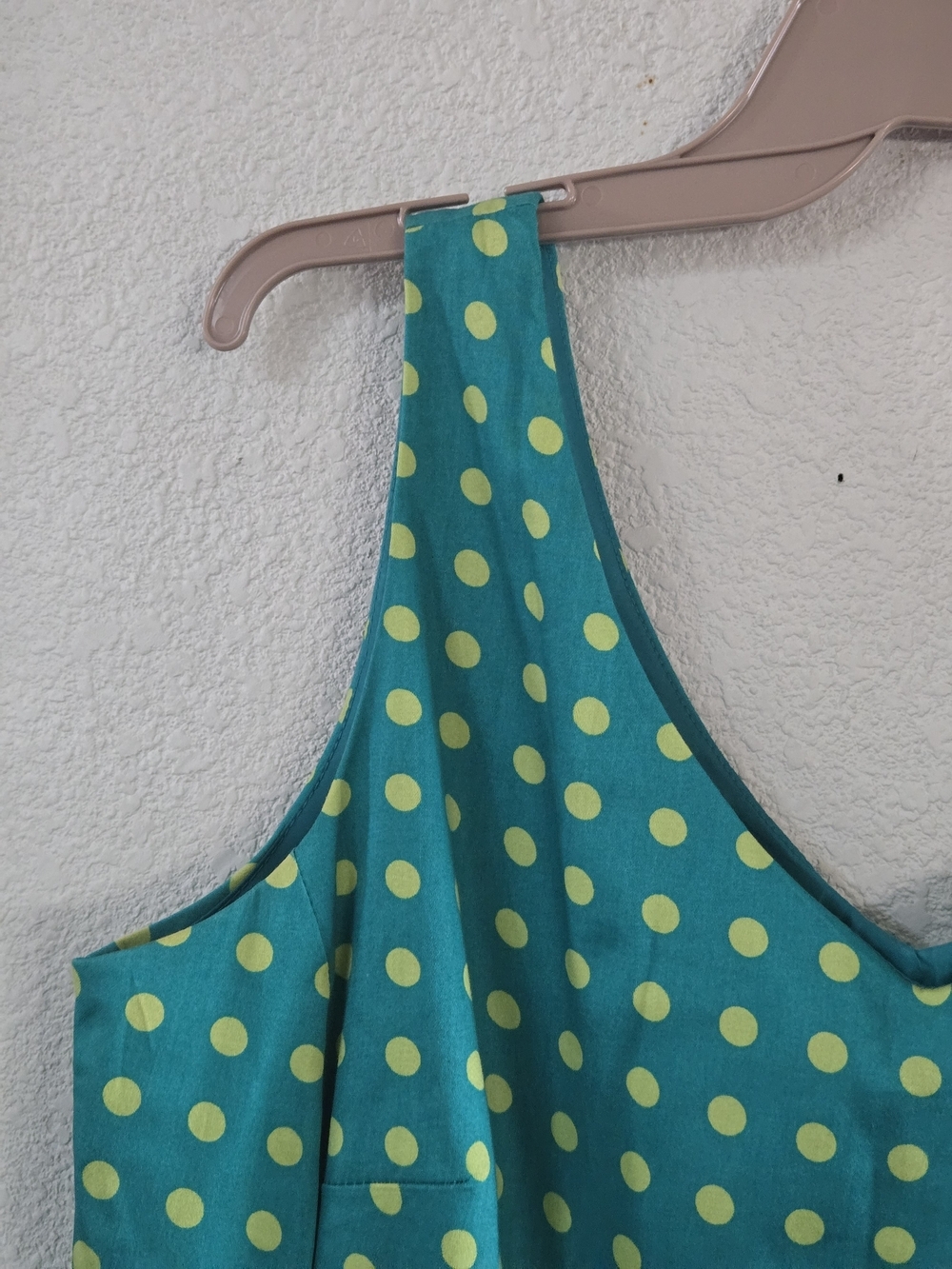 Amanda Smith Teal Dress with Yellow Polka Dots - Picture 3 of 9